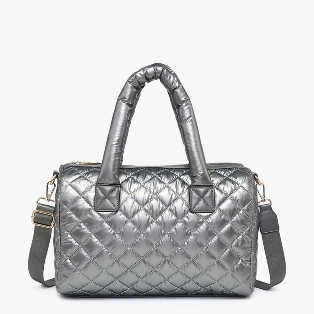 Quilted Nylon Satchel Tote